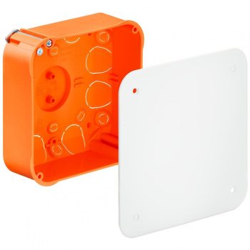   Kaiser 919591 Elágazódoboz 105x105×53mm, fedélrögzítő csavarral és fedéllel üreges falazatba